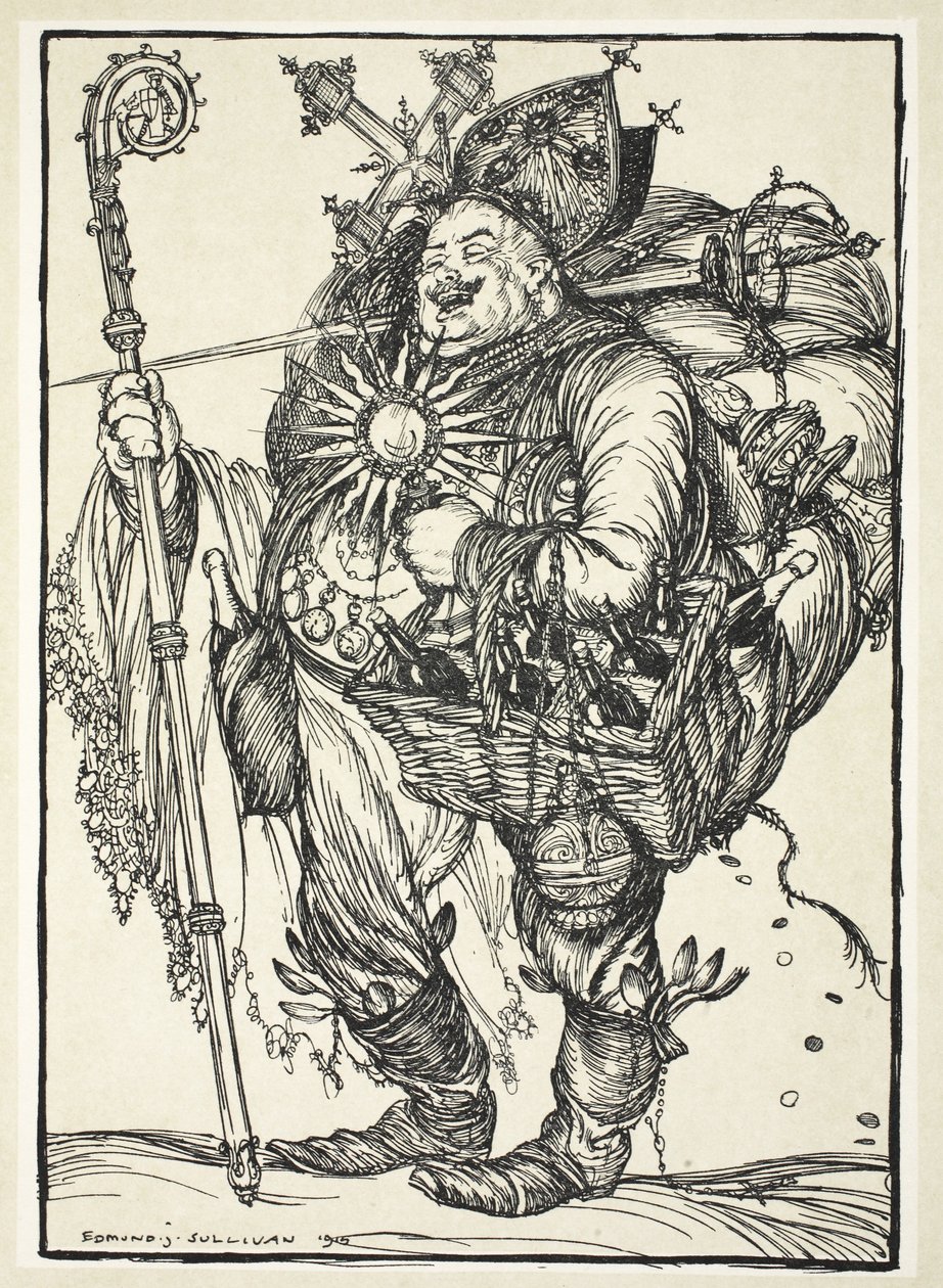 Bay Michel ADC, Vaat Edilmiş Topraklardan dönüşünde Veliaht Prens'e, Edmund J. Sullivan'ın Kaiser'in Çelenkinden bir çizim, pub. 1916 by Edmund Joseph Sullivan