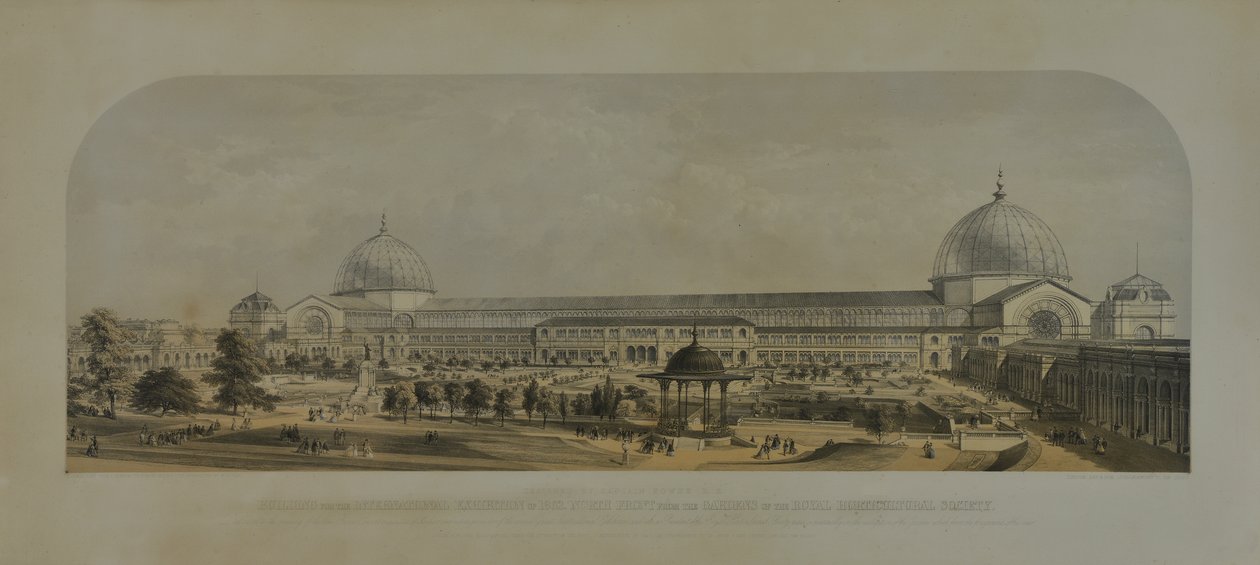 1862 Uluslararası Sergisi, Kraliyet Bahçıvanlık Derneği Bahçelerinden Kuzey Cephesi, 1862 by Edmund Walker