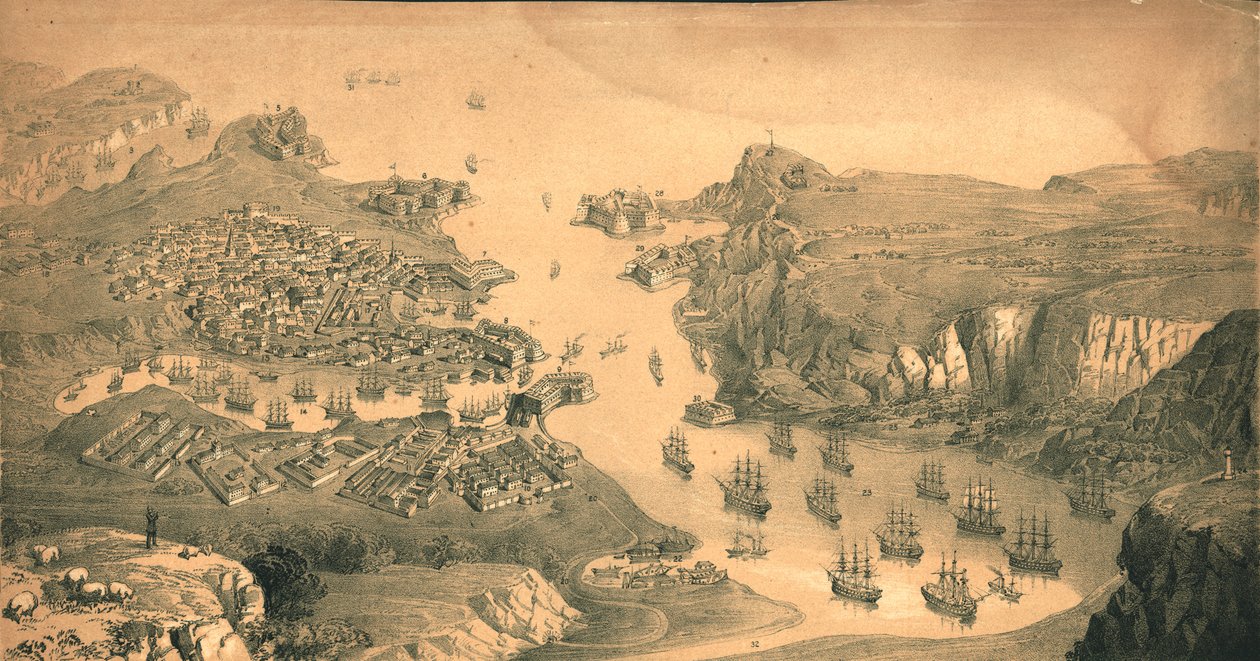 Sivastopol kasabası, kaleleri ve limanları, 1854 by Edmund Walker