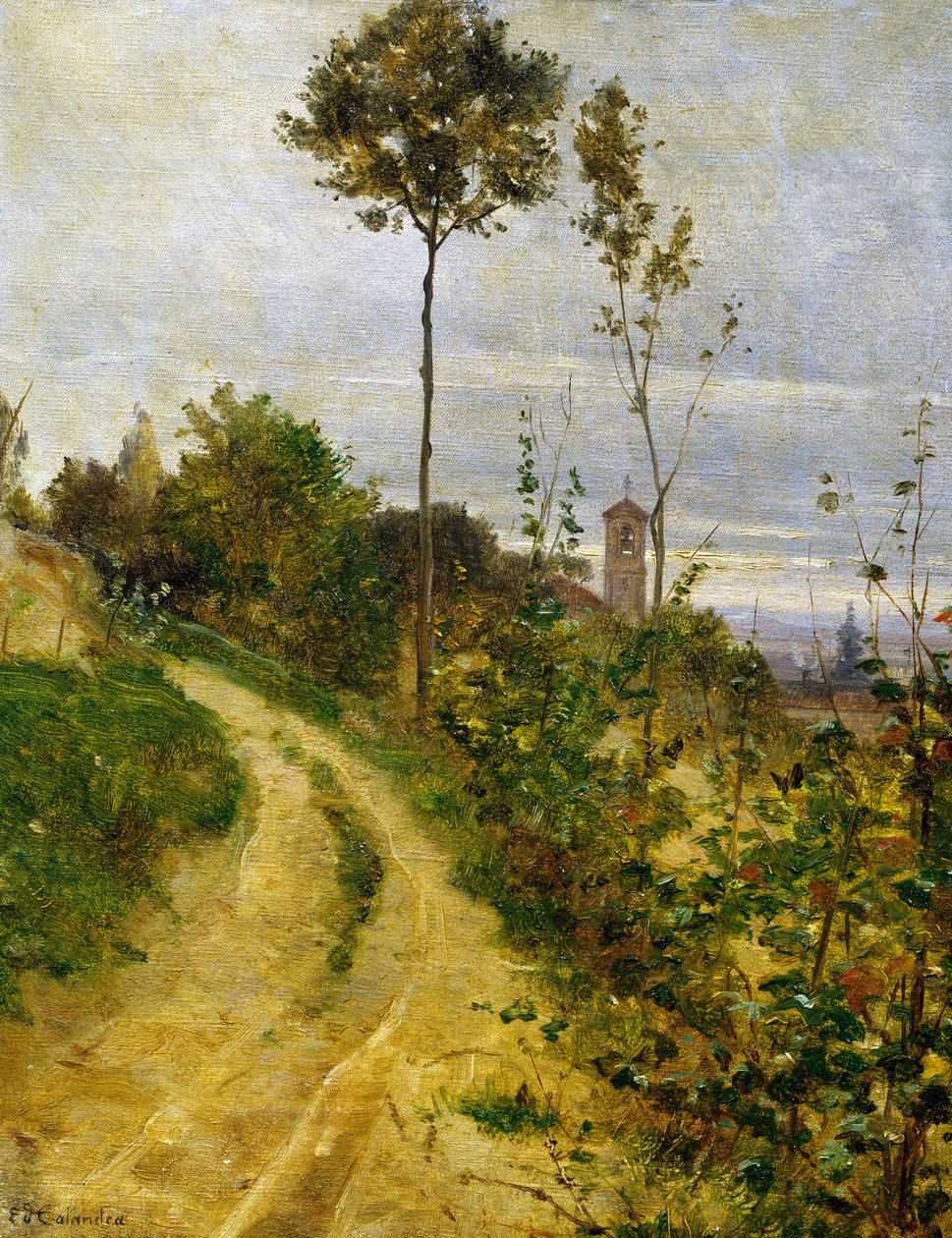 Tepe yolu (tuval üzerine yağlıboya) by Edoardo Calandra