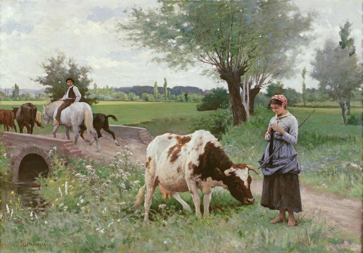 Bakımlı İnek, 1890 by Edouard Debat Ponsan