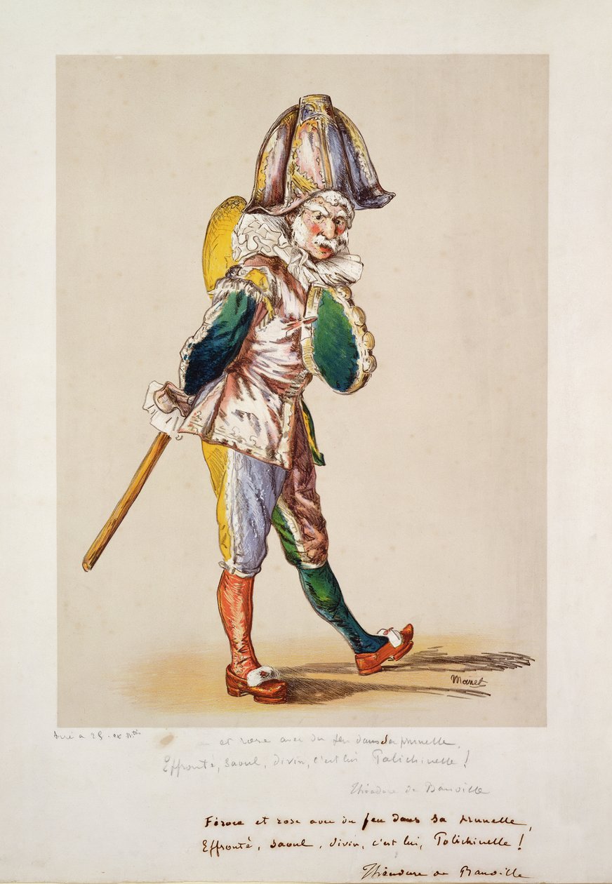 Polichinelle, 1876 (kağıt üzerine renkli lito, beyaz guaj ve tuvalet) by Édouard Manet