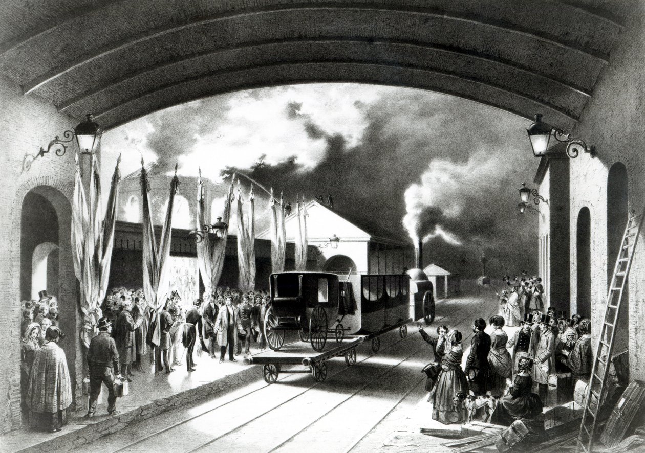 Fransa Kralı Louis-Philippe New Cross istasyonundan ayrılıyor, Deptford, 1844 by Edouard Pingret
