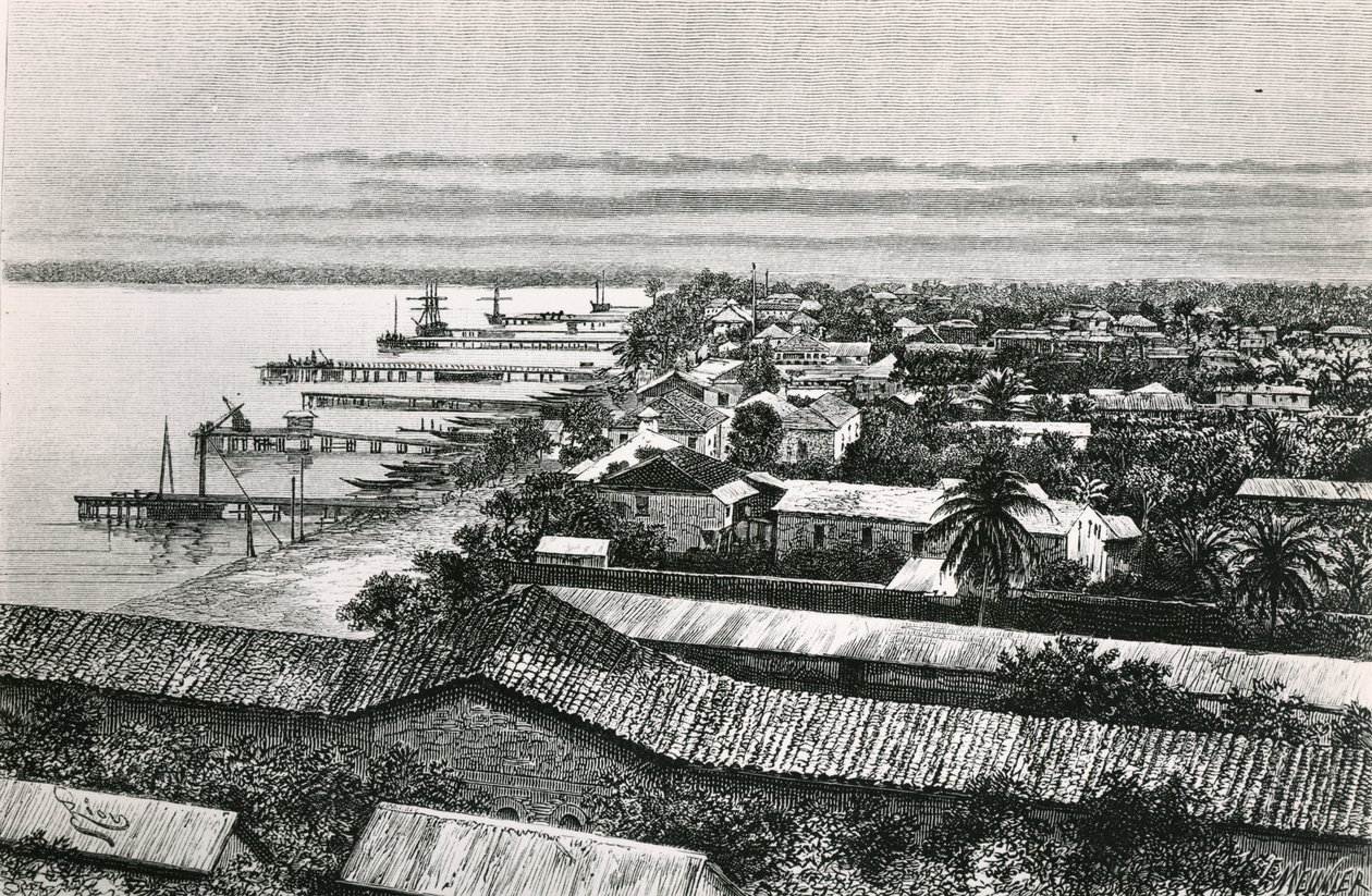 Avrupa Mahallesi, Lagos, Nijerya, 1887 by Edouard Riou