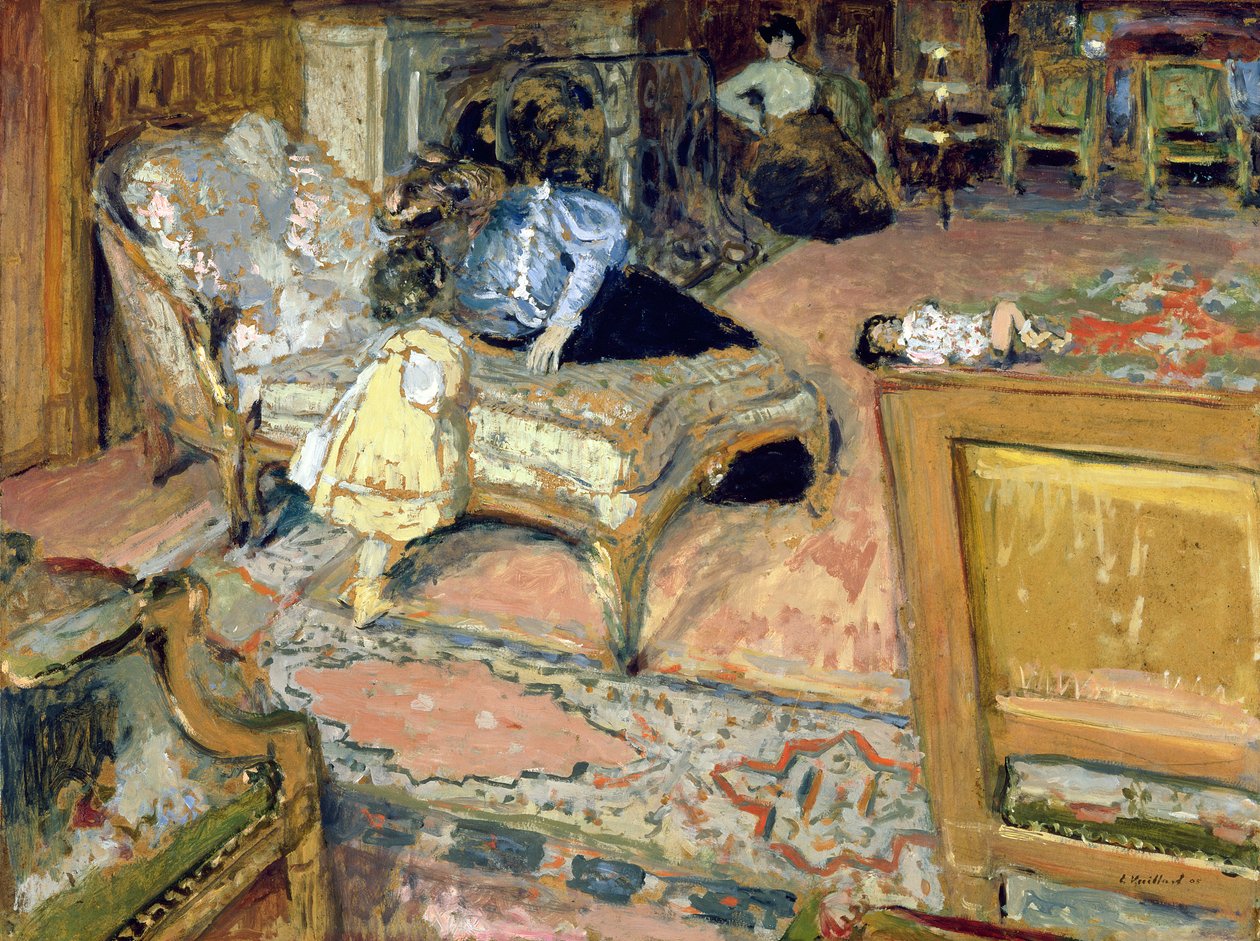 Confidence (Salondaki Bernheim Çocukları) 1905 (gemideki yağ panoya yerleştirilmiş) by Edouard Vuillard