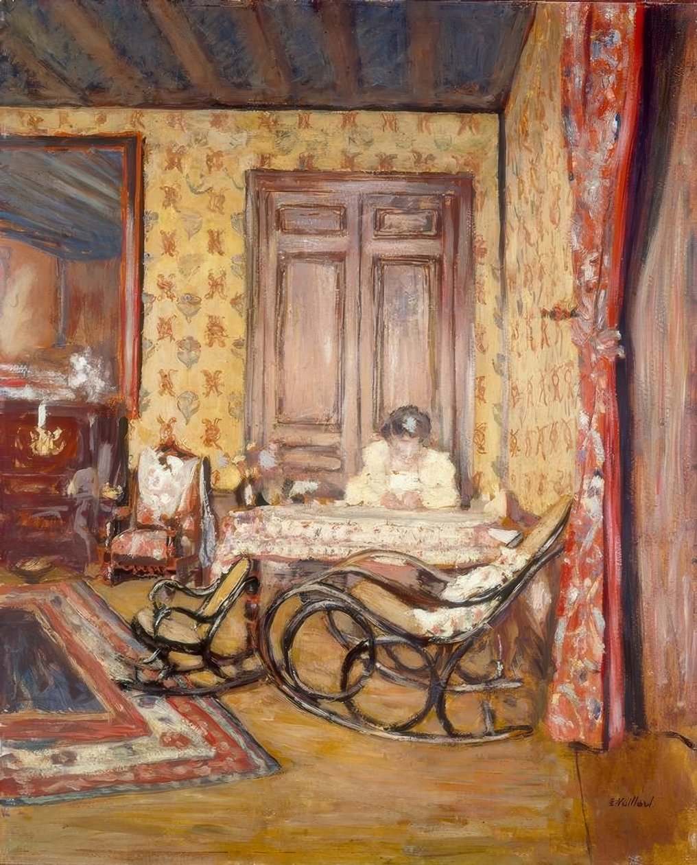Sallanan sandalye ile iç by Edouard Vuillard