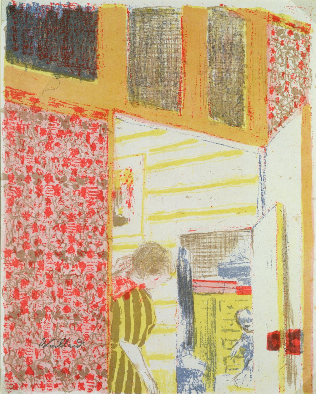 Pembe III Tonlarında İç Mekan by Edouard Vuillard