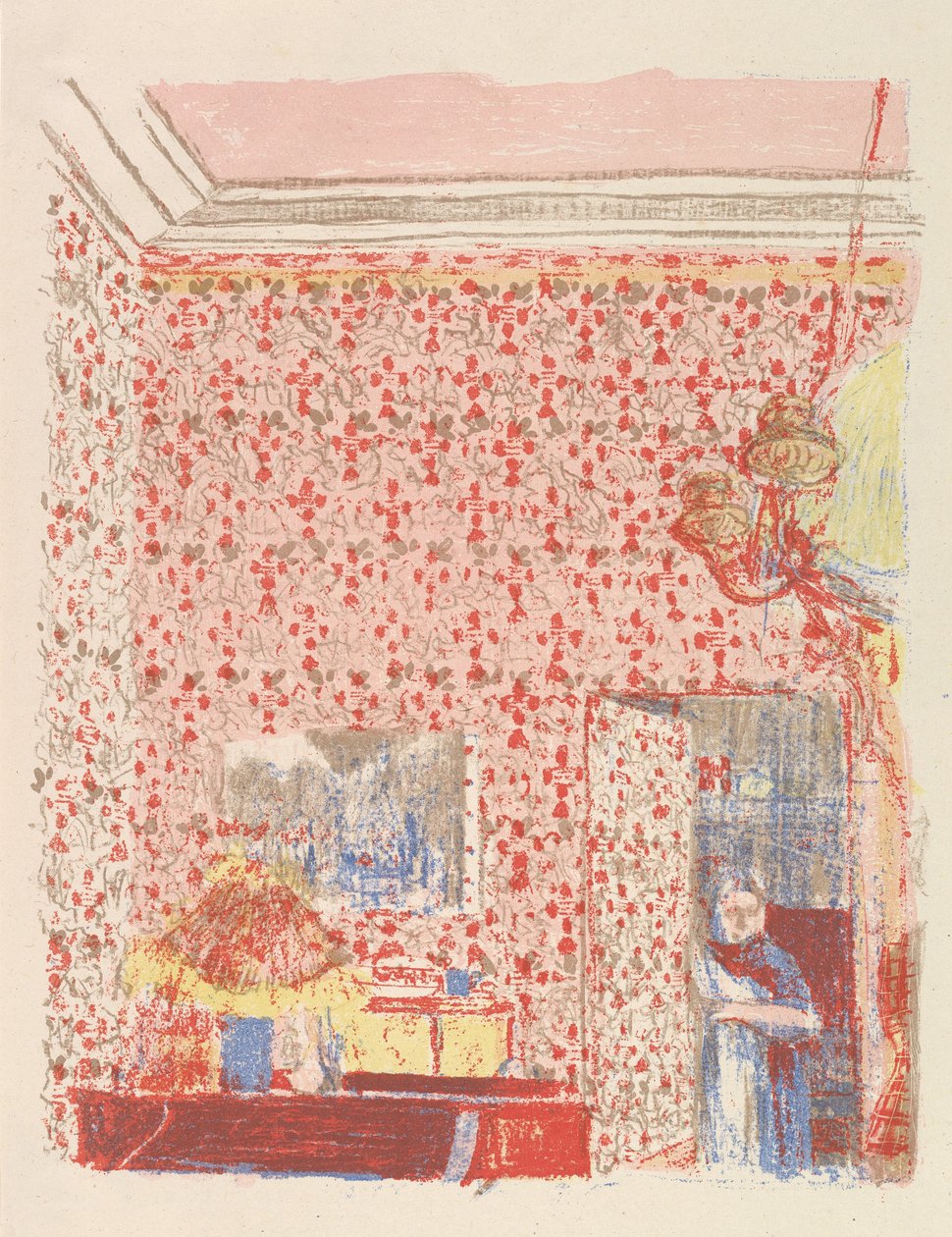 Interior with Pink Wallpaper I, from the series Paysages et Intérieurs, 1899  by Edouard Vuillard