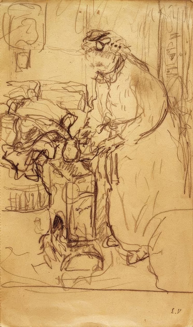 Madame Vuillard bir yağ sobasının önünde by Edouard Vuillard