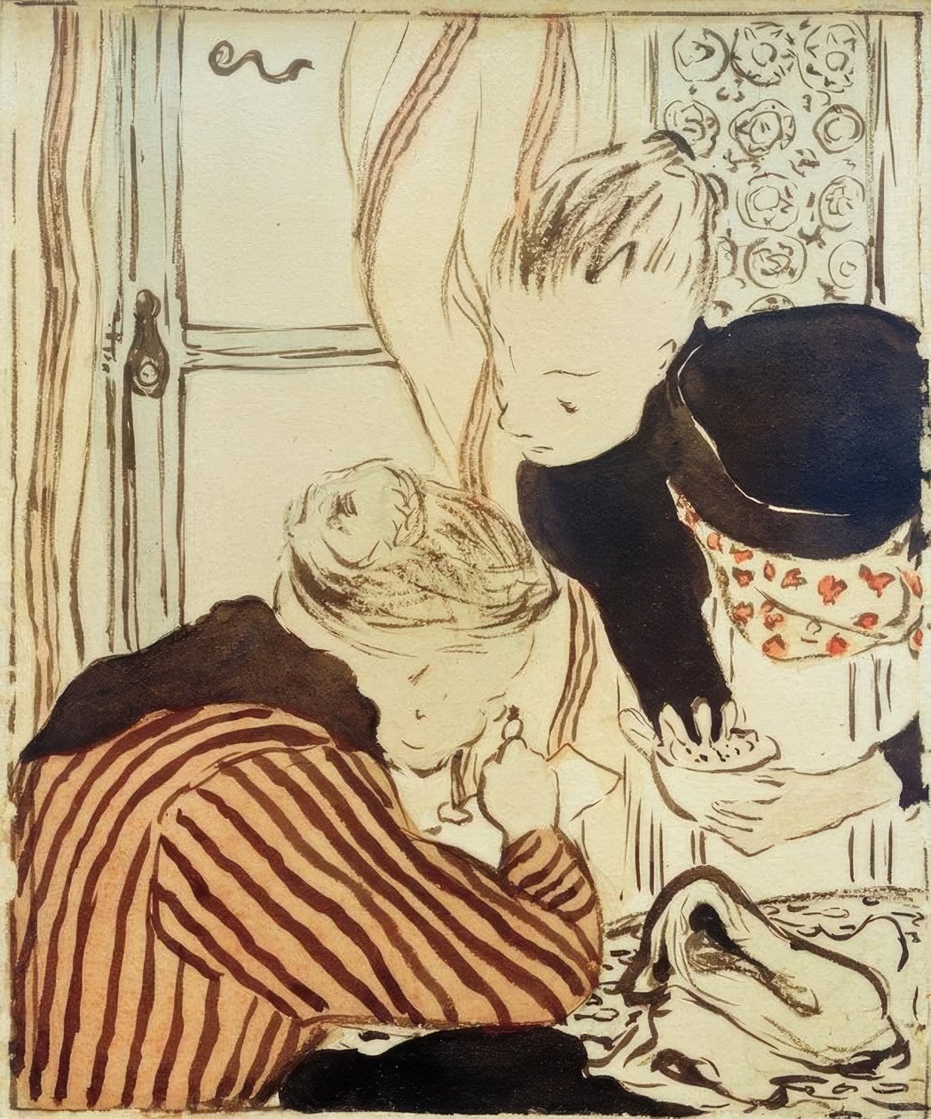 Madam Vuillard ve genç bir kız by Edouard Vuillard