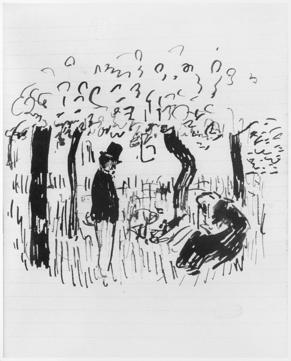 Bir eskiz defteri sayfası, 1890-1940 (çizgili kağıt üzerine kalem ve mürekkep) by Edouard Vuillard