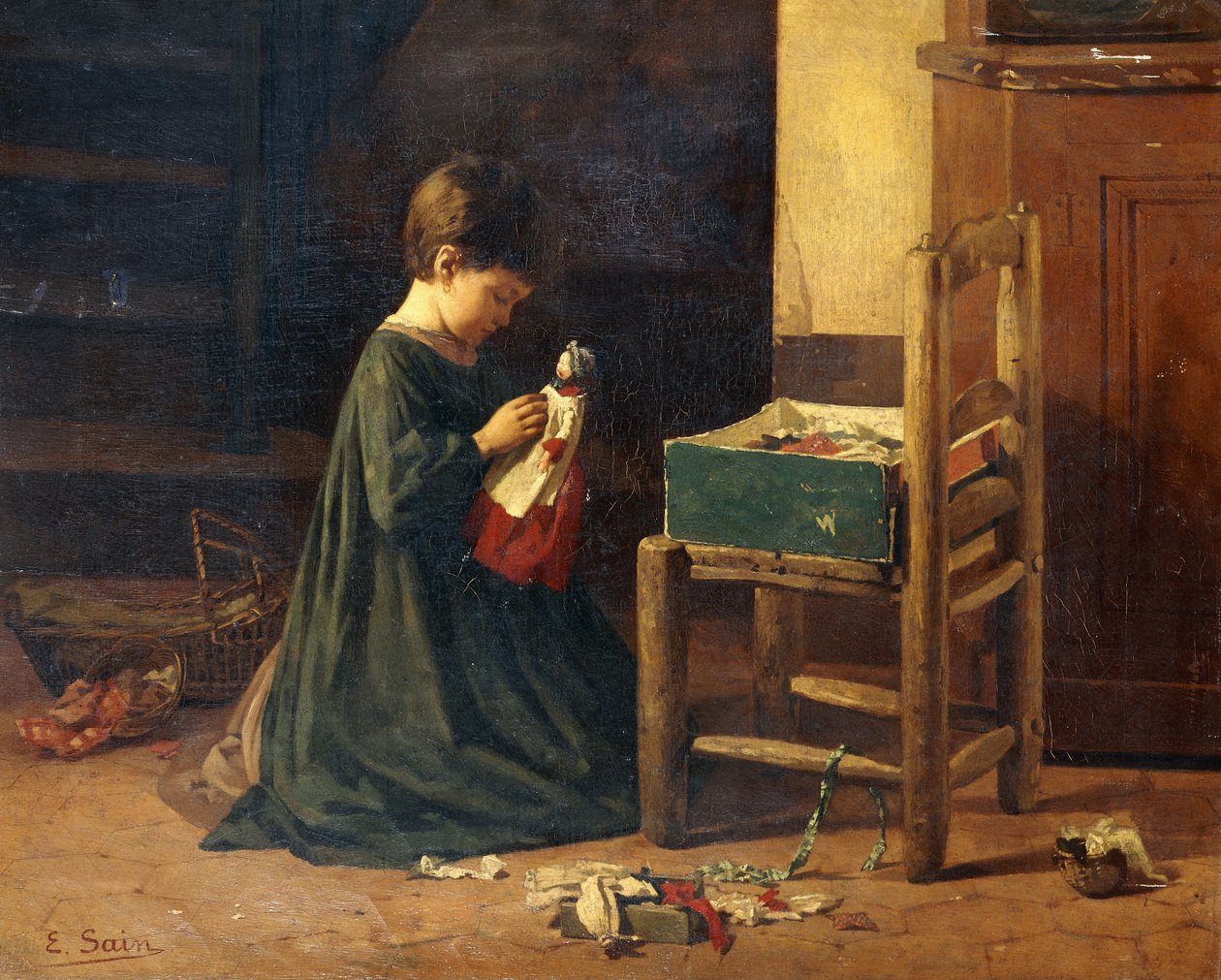 Bebeği Giydirmek, by Edouard Alexandre Sain