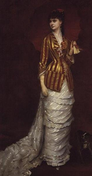 Zarif Bayan Köpeğiyle Geziniyor by Edouard Alexandre Sain