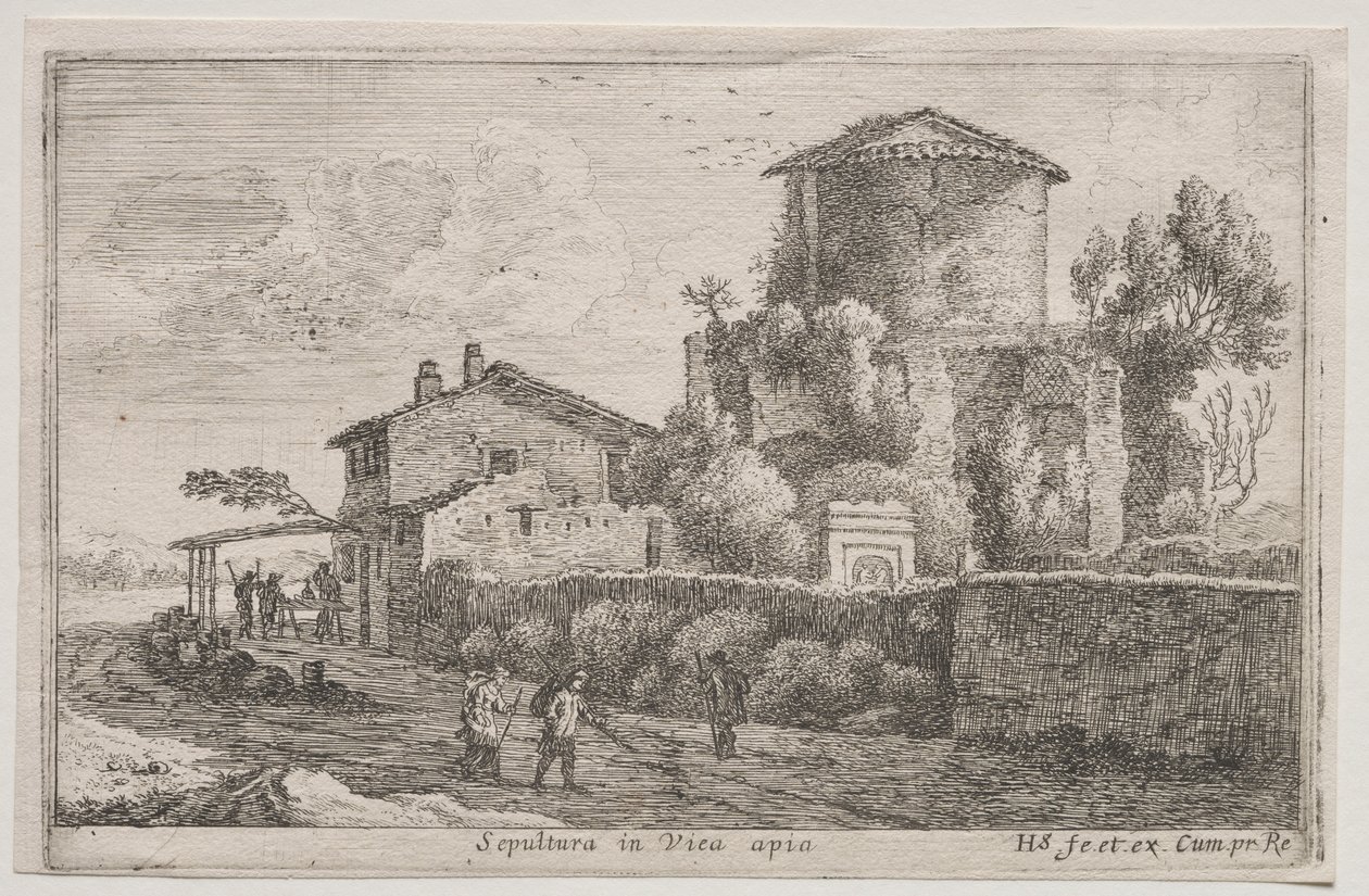 Roma ve Çevresindeki Farklı Görünümler: Appian Yolu Boyunca Mezar by Édouard Baldus