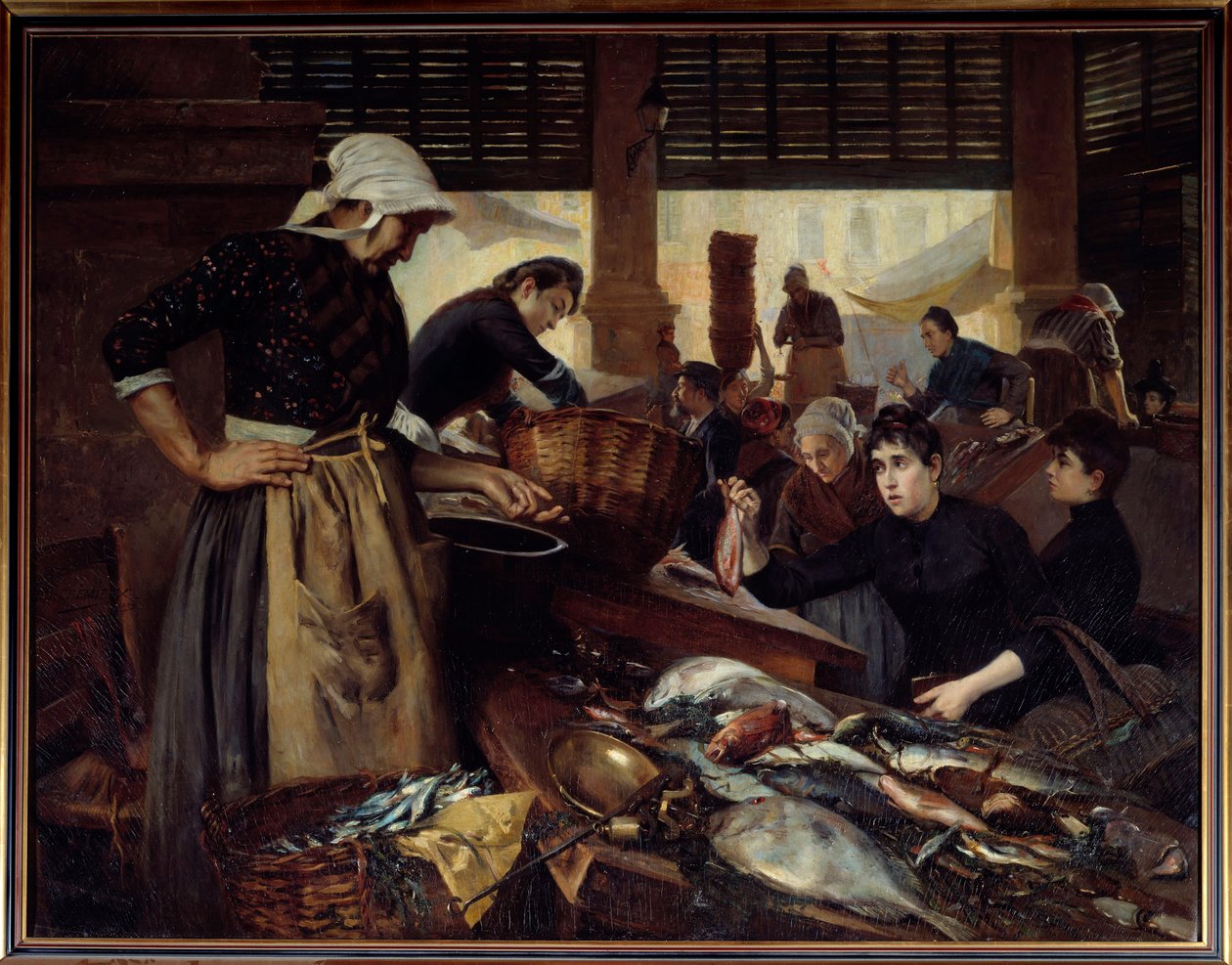 Delacroix Salonu'nun görünümü. Marsilya balığına yürüyün. Edouard Cremieux'nün (1856-1944) tablosu by Edouard Cremieux