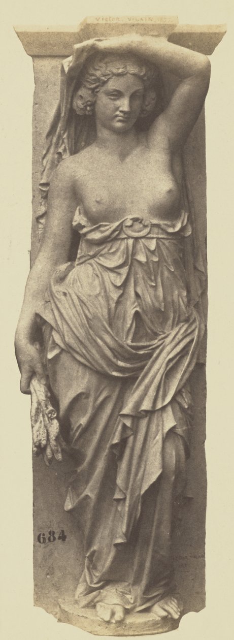 Caryatid, Victor Vilain, Louvre Dekorasyonu, Paris by Edouard Denis Baldus