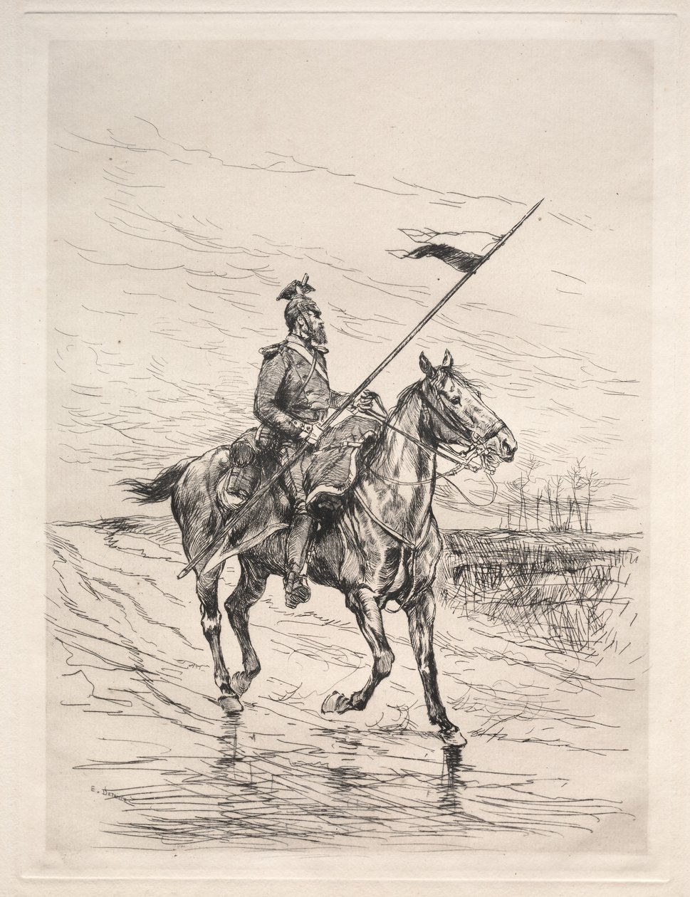 Bir Uhlan. by Jean Baptiste Edouard Detaille