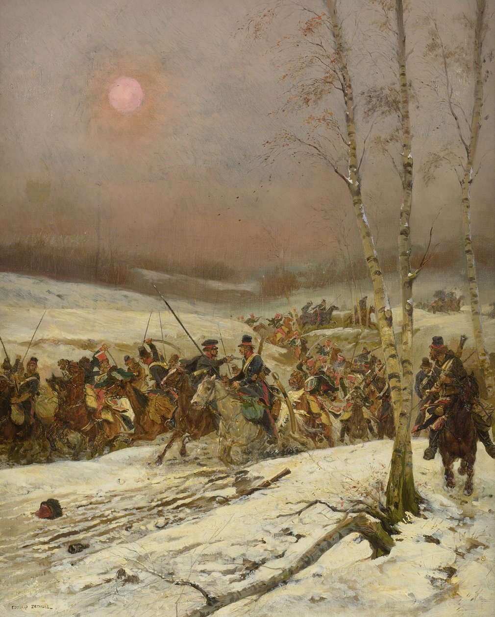Kazaklar, bir Şeref Muhafızları filosuna saldırdı, c. 1910 by Jean Baptiste Edouard Detaille