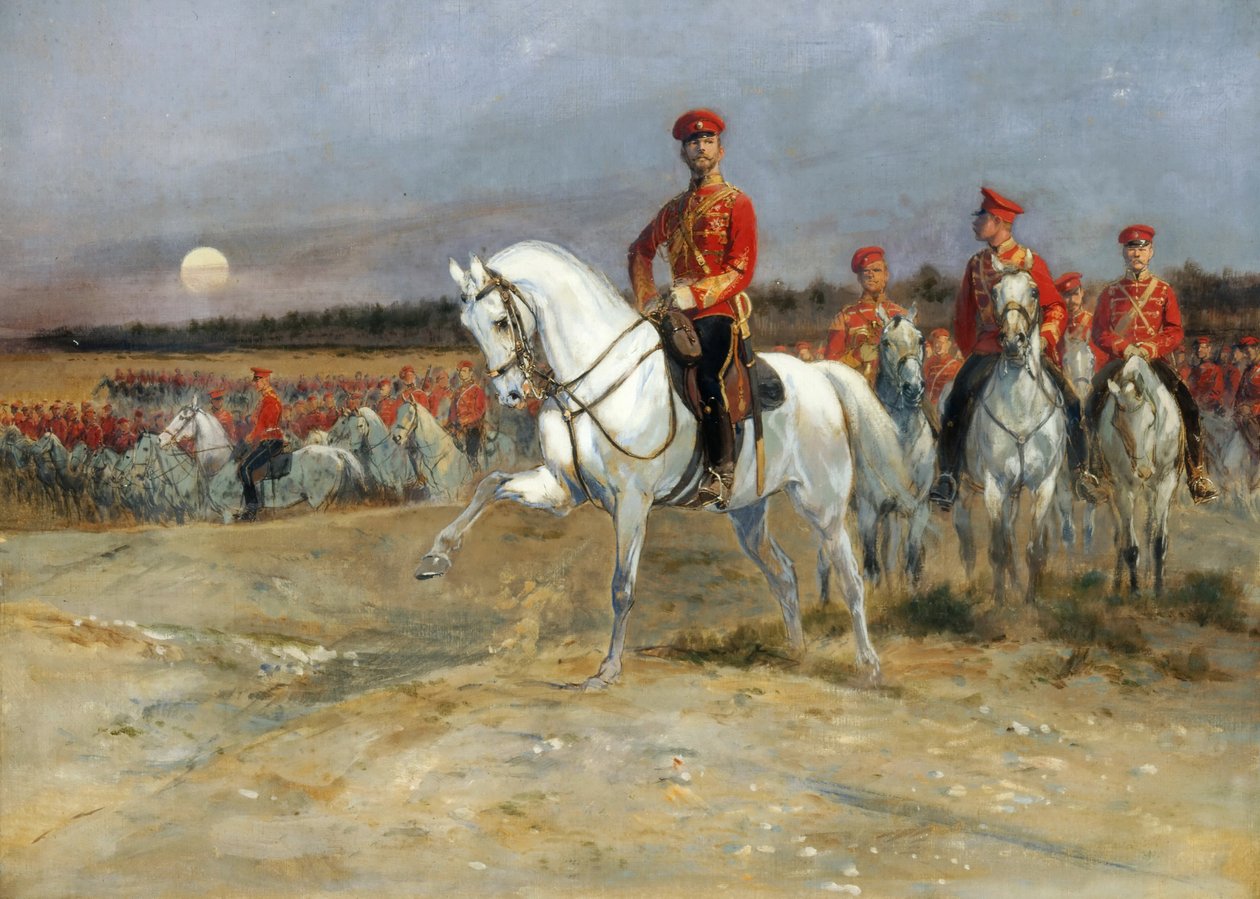 Tsarevich Nicholas Askerleri İnceliyor by Jean Baptiste Edouard Detaille