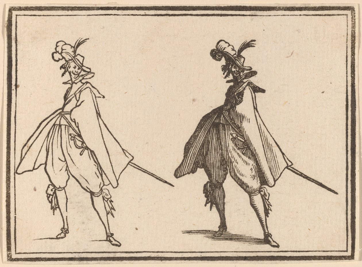 Büyük Mantodaki Beyefendi, Önden Görünüm by Edouard Eckman after Jacques Callot