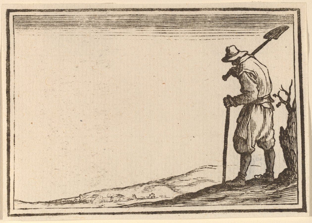Omzunda Kürekle Köylü by Edouard Eckman after Jacques Callot
