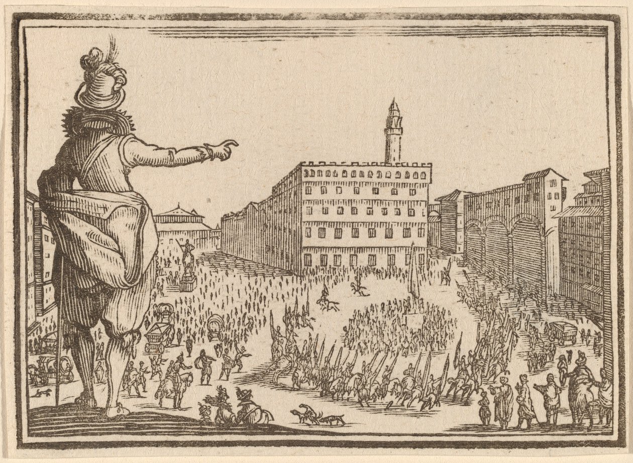 Piazza della Signoria, Floransa by Edouard Eckman after Jacques Callot