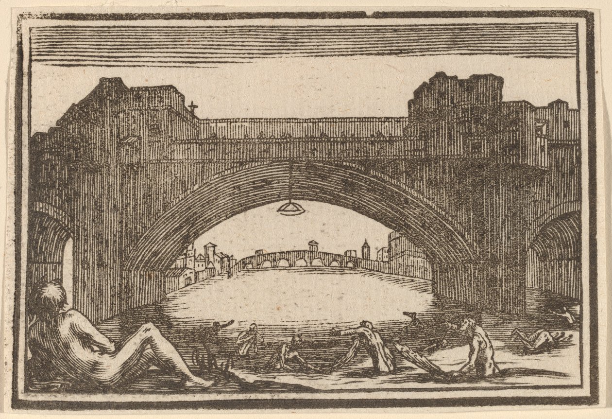 Ponte Vecchio, Floransa by Edouard Eckman after Jacques Callot