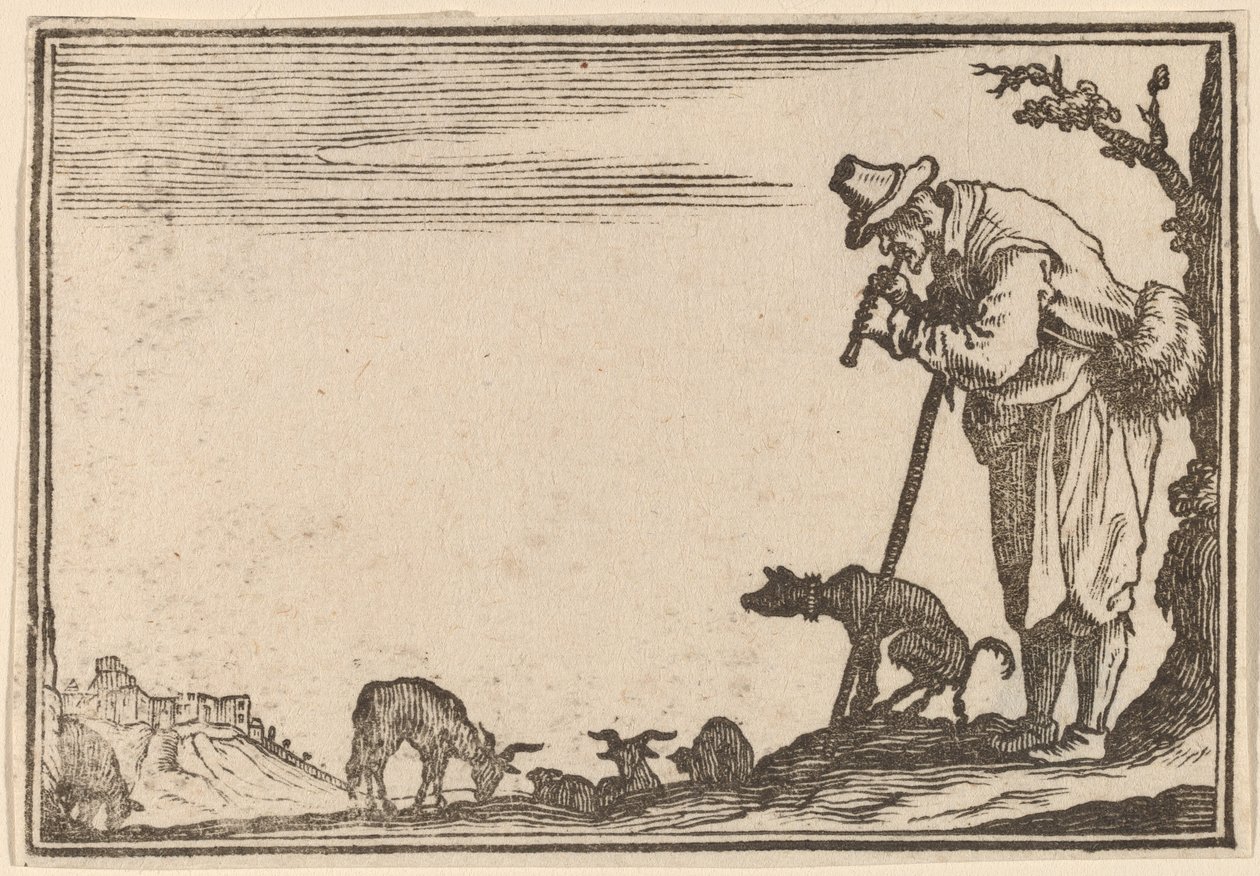 Flüt Çalan Çoban by Edouard Eckman after Jacques Callot