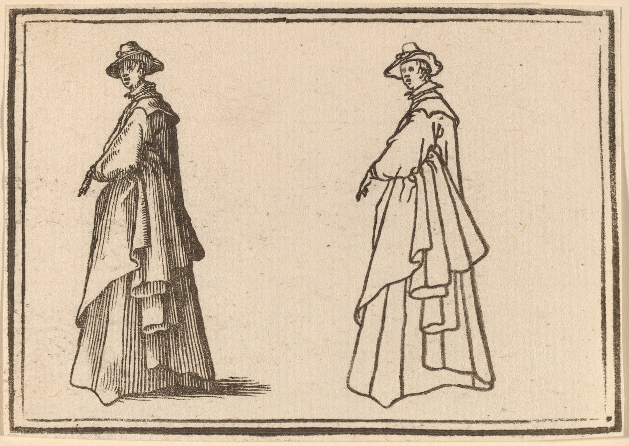Büyük Paltolu Ayakta Kadın by Edouard Eckman after Jacques Callot