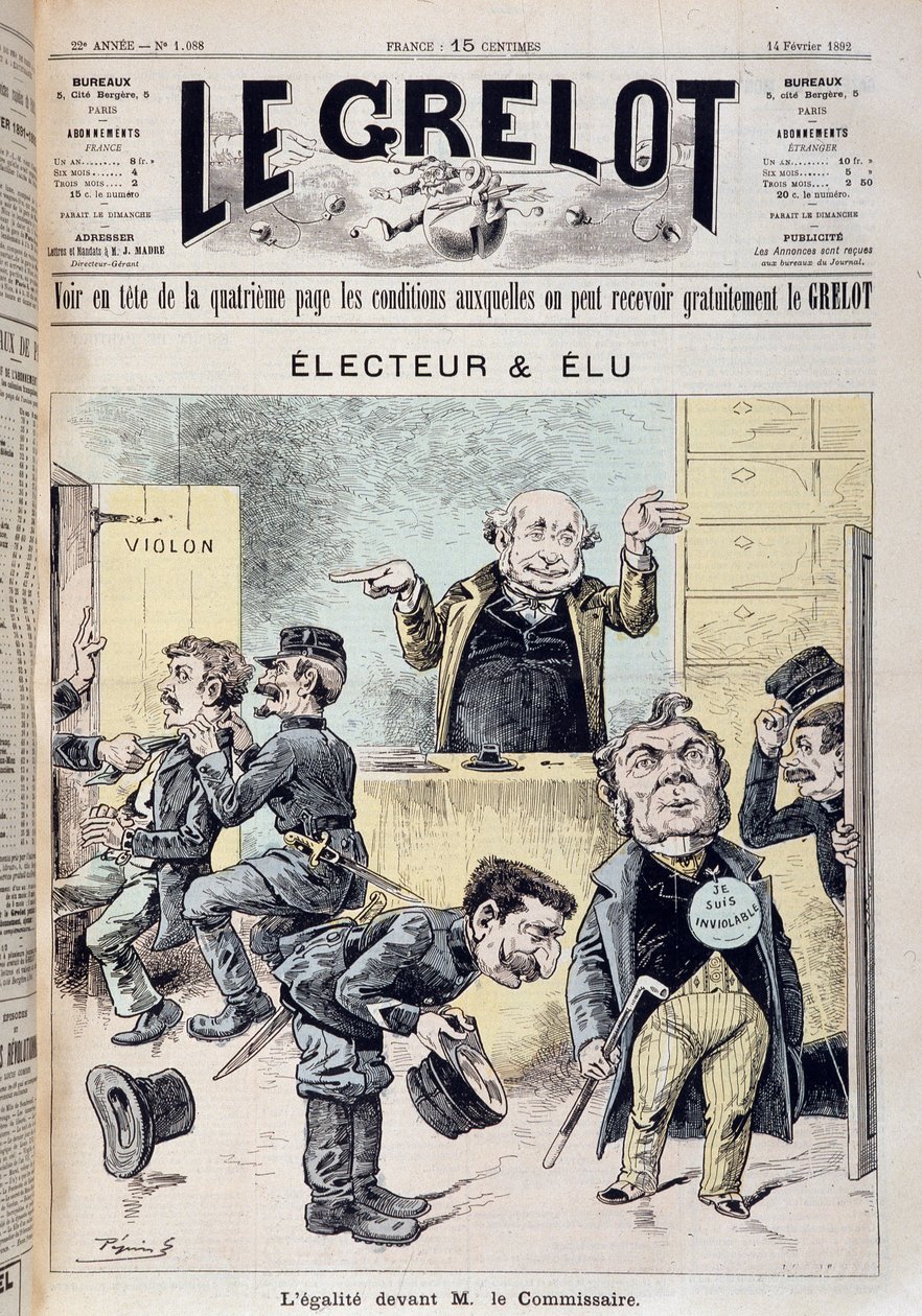 Milletvekili dokunulmazlığına ilişkin karikatür - 14/02/1892 tarihli “” Le Grelot” da by Edouard Guillaumin Pepin