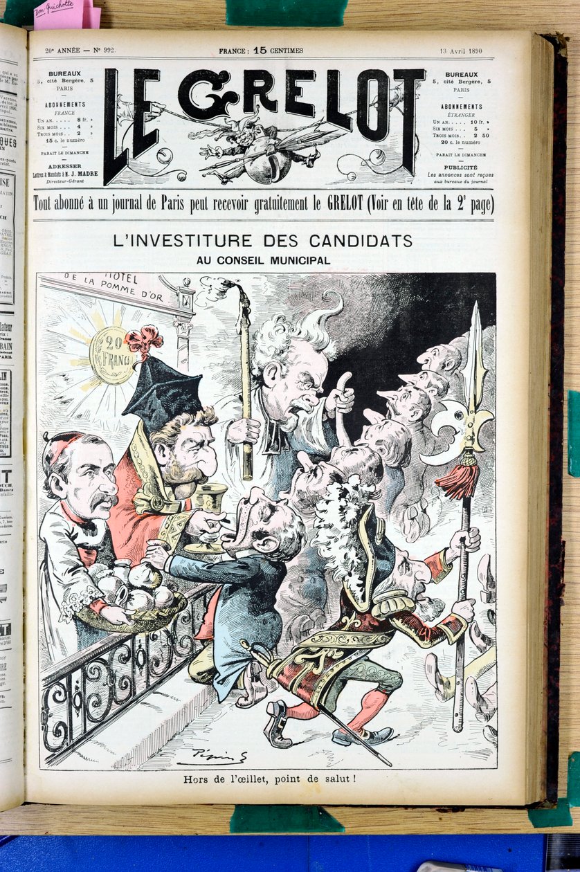 “Le Grelot”un kapağı, 992 numara, Satirique en B & B by Edouard Guillaumin Pepin