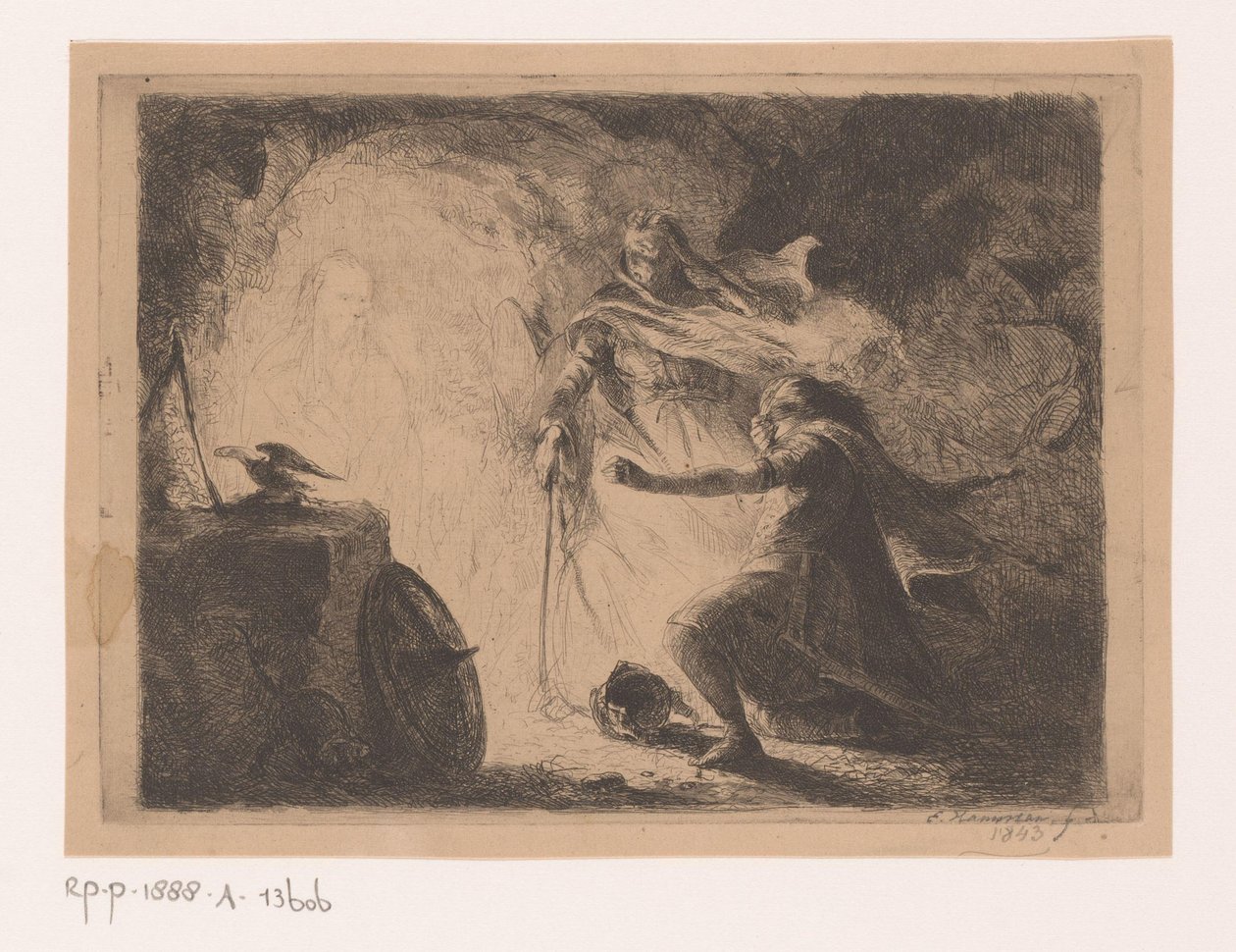 Endor cadısı ile Saul by Edouard Hamman (signed by artist)
