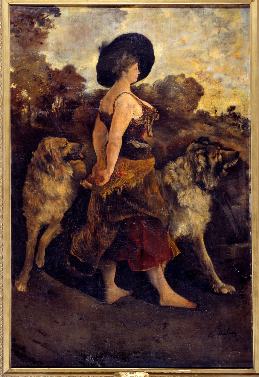 La Carola Köpekleriyle bir çingene. Edouard Jacques Dufeu