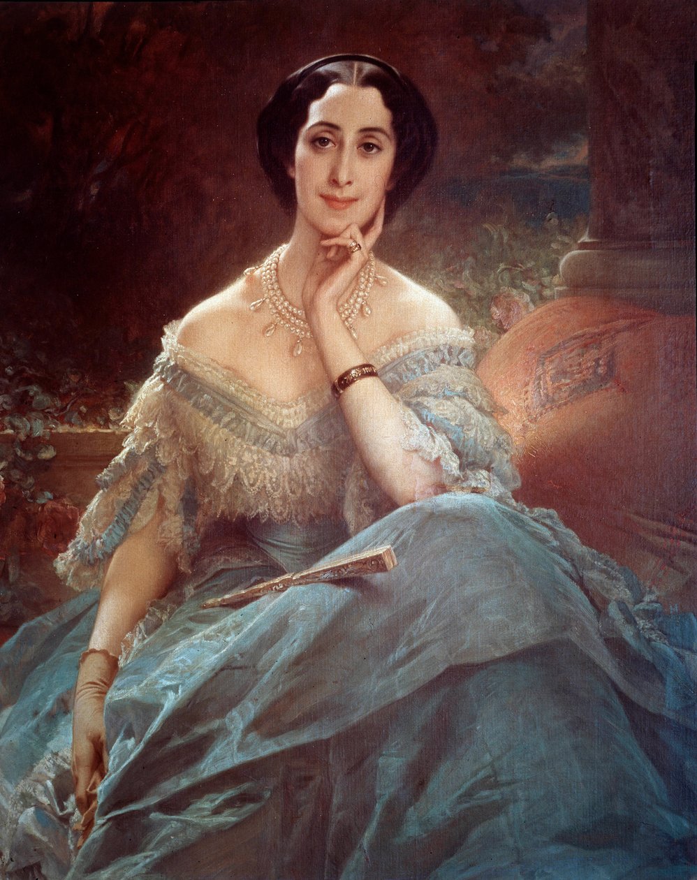 Kontes Hallez Claparede'nin Portresi, Etkileyici Eugenie'nin Onur Leydisi (1826-1920) Tablosu Edouard Louis Dubufe (1820-1883) by Edouard Louis Dubufe