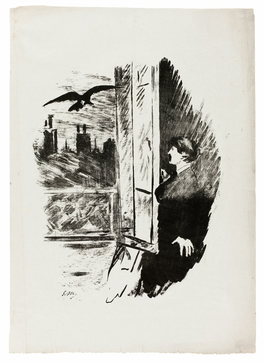 Pencerede ("Burada aç, panjuru fırlattım..."), The Raven