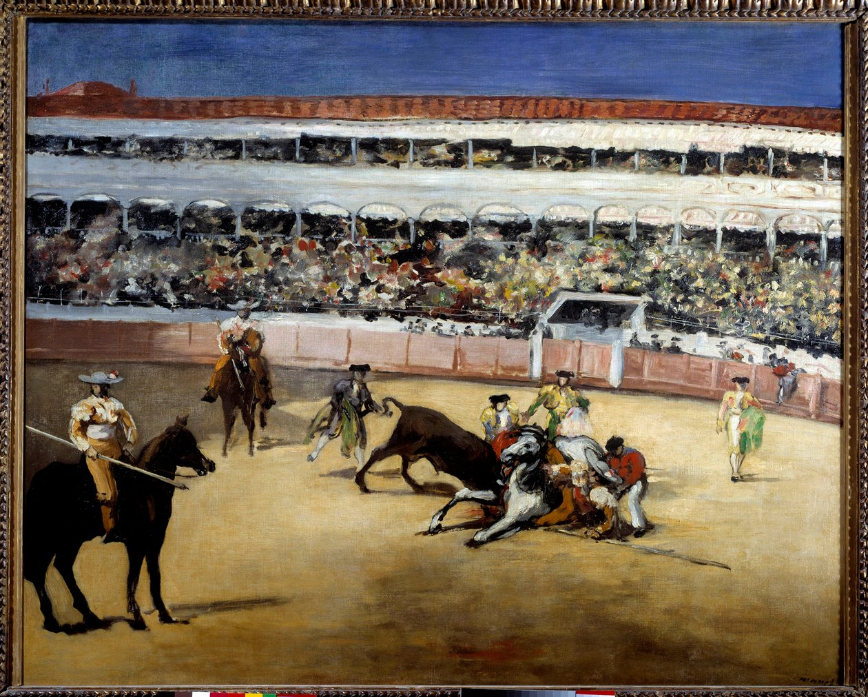 Boğalar dövüşür. Bir boğa güreşinin temsili. Edouard Manet
