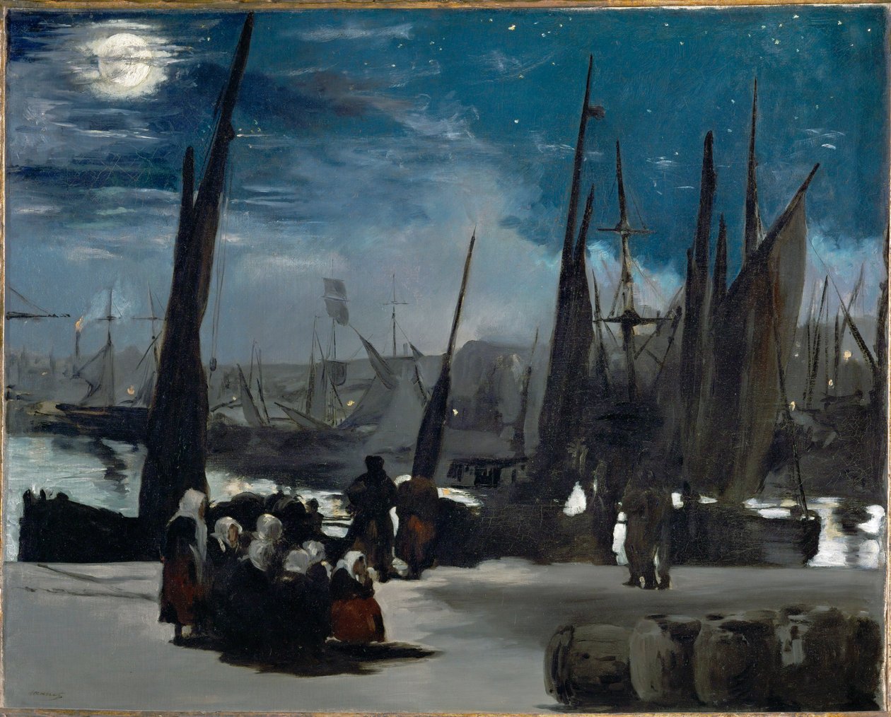 Clair de lune sur le port de Boulogne (tuval üzerine yağlıboya) by Edouard Manet