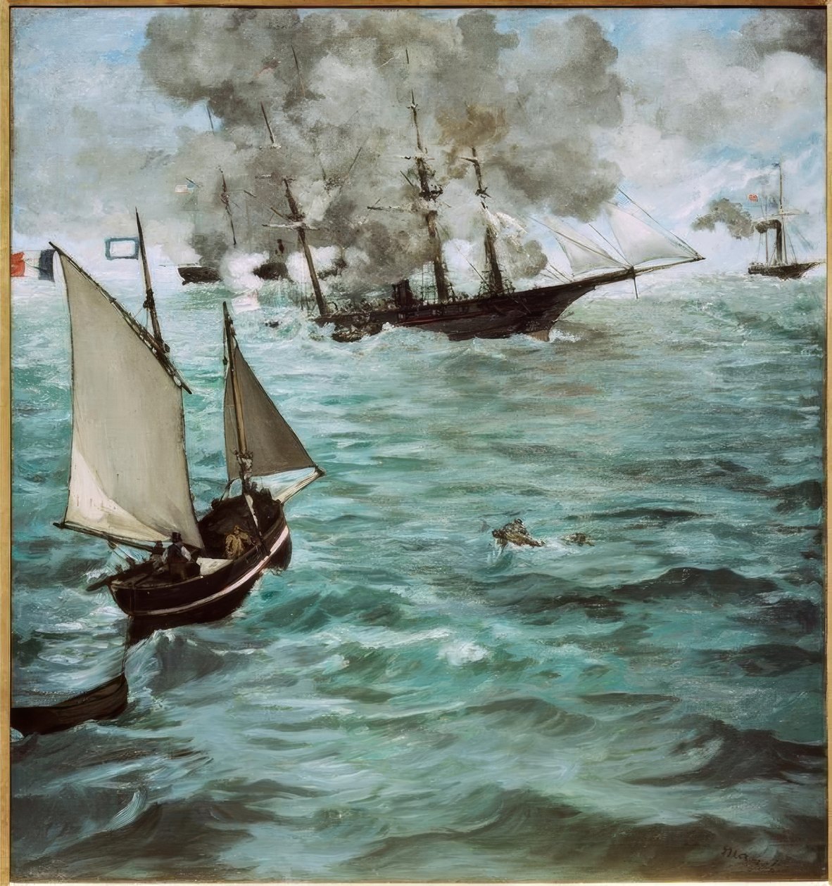Die Schlacht zwischen der U.S.S. Kearsarge und der C.S.S. Alabama by Édouard Manet