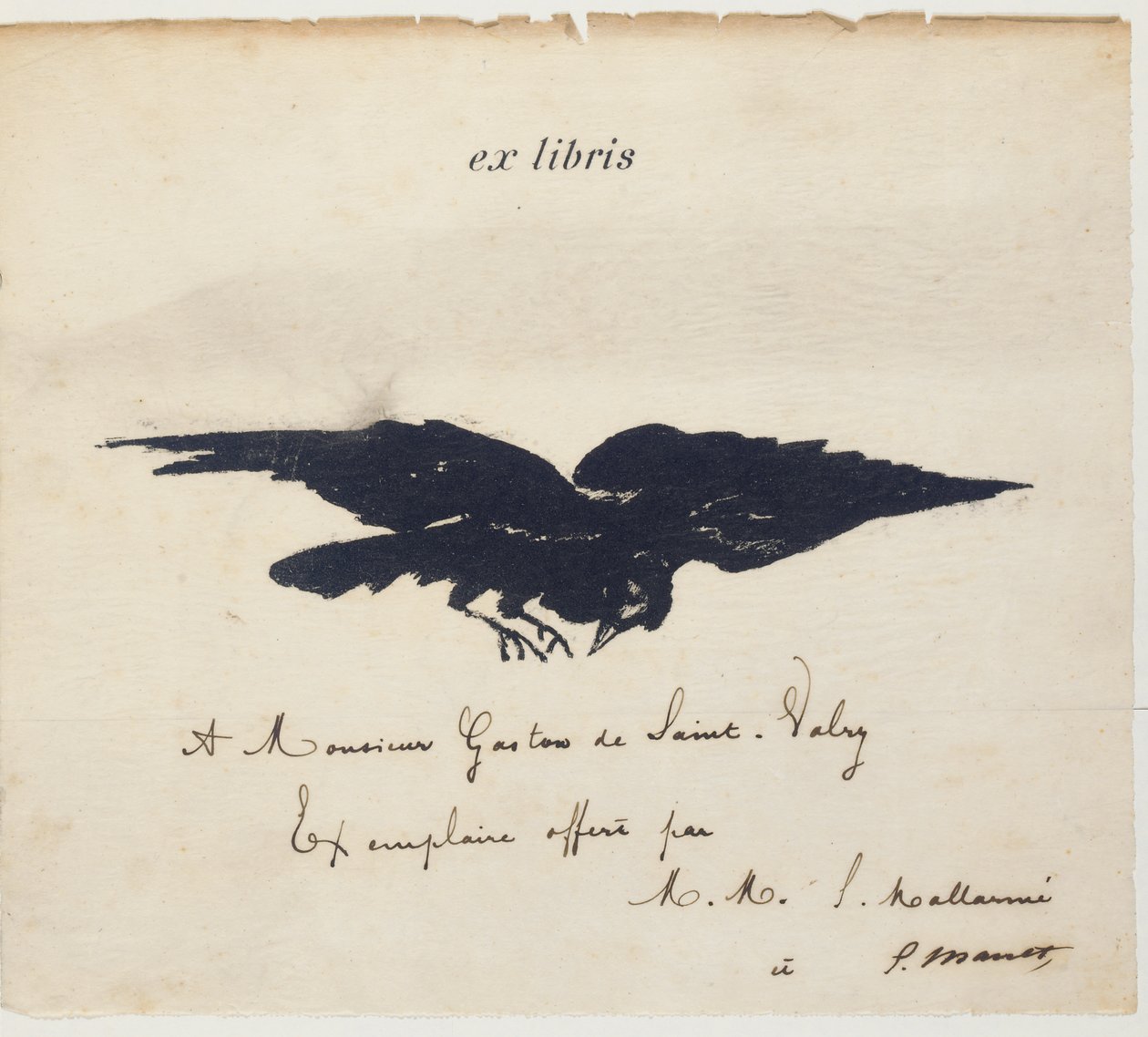 Ekslibris, Edouard Manet tarafından örnek olarak litografiyle basılmıştır: Edgar Allen POE. Karga. Kuzgun. Edouard Manet'nin çizimleriyle Stéphane Mallarmé'nin çevirisi by Édouard Manet