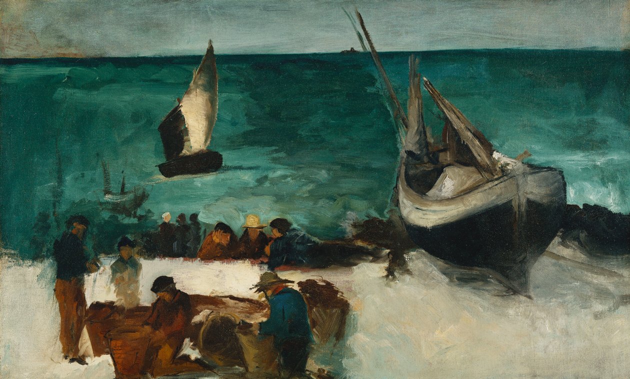 Balıkçı Tekneleri ve Balıkçılar; Marine a Berck: Balıkçı Tekneleri ve Balıkçılar, 1873 by Édouard Manet