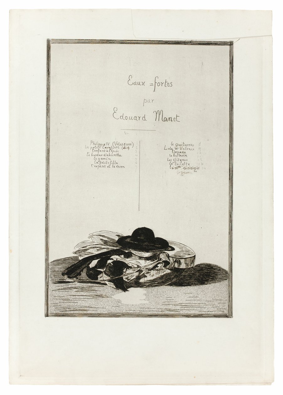 Şapka ve Gitar, Ondört gravür baskısı için Frontispiece by Édouard Manet