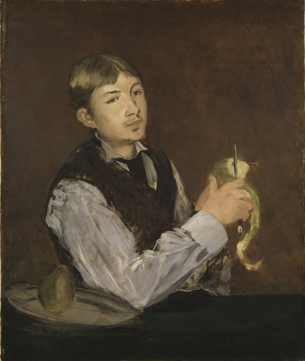 Elma soyan genç adam - Armut Soyan Genç Çocuk, Manet, Edouard (1832-1883). Tuval üzerine yağlıboya. Boyut: 85x71cm. Ulusal Müze Stockholm by Édouard Manet