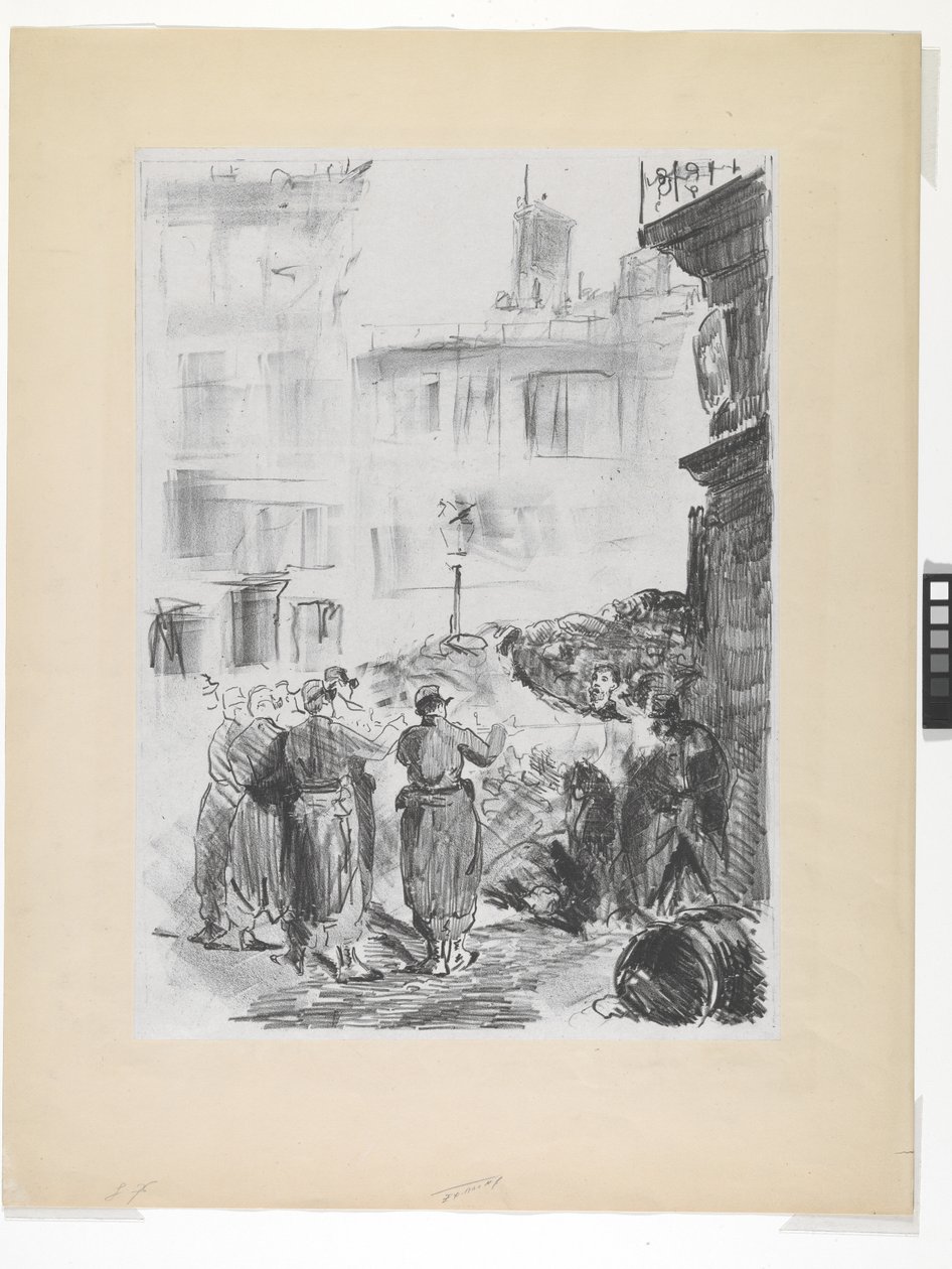 Barikat (çine ocağında litografi) by Édouard Manet