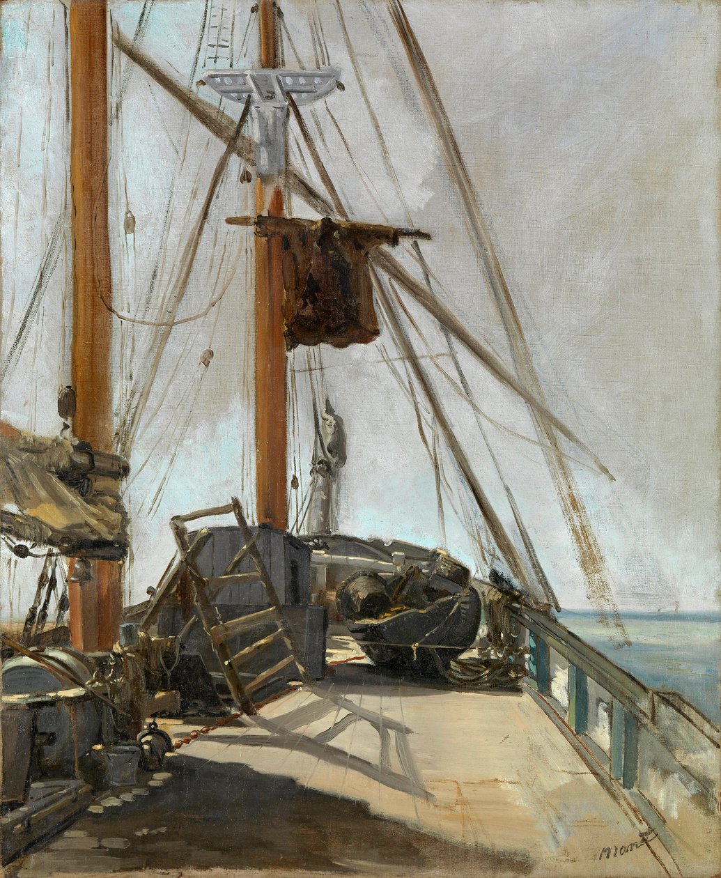 ""Bir teknenin güvertesi"" - Resim Edouard Manet (1832-1883), yaklaşık 1860, tuval üzerine yağlıboya - Geminin güvertesi - Tuval üzerine yağlıboya, Edouard Manet (1832-1883), yaklaşık 1860 - 56, 4x47cm - Victoria Ulusal Galerisi, Melbourne by Édouard Manet