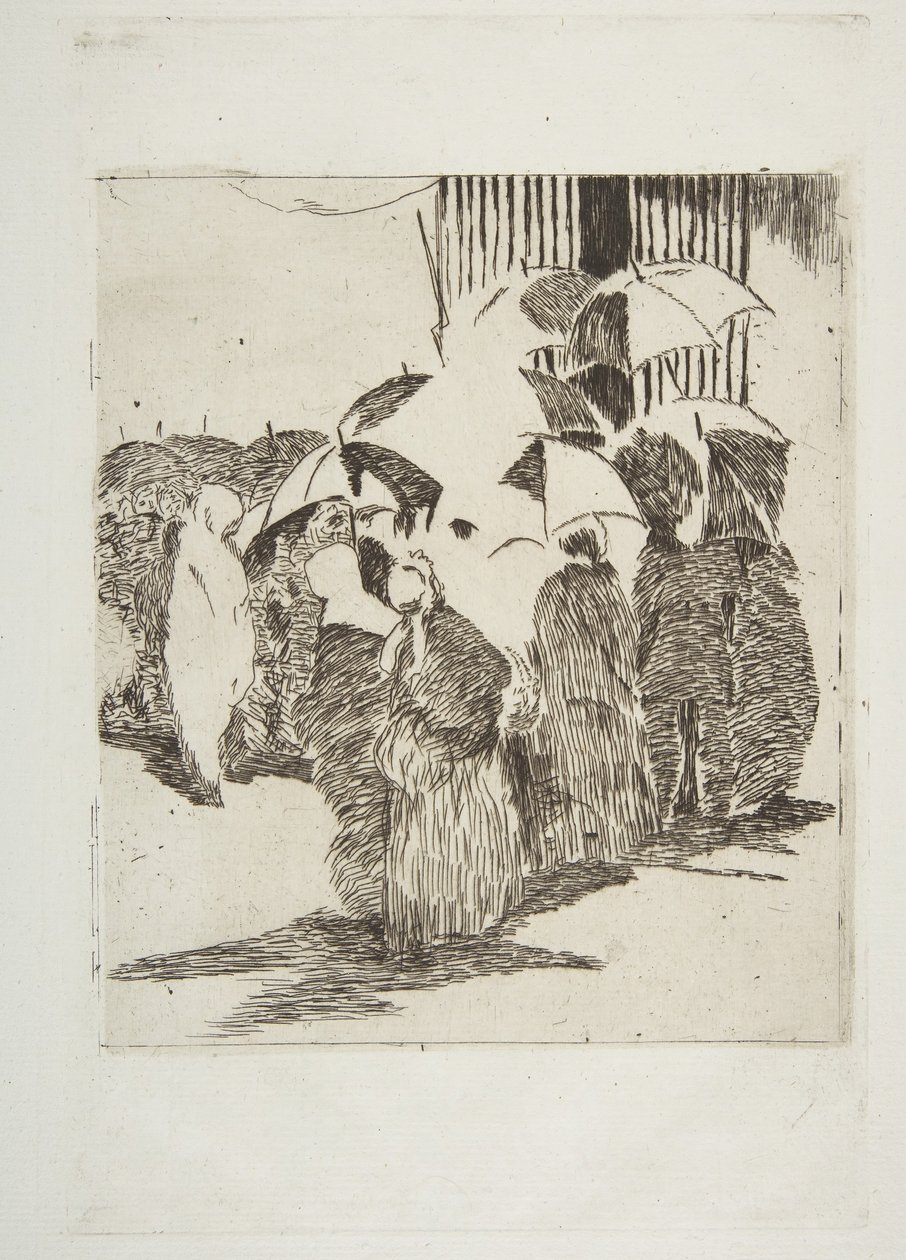 Kasap dükkanının önündeki sıra, 1870-71. by Édouard Manet