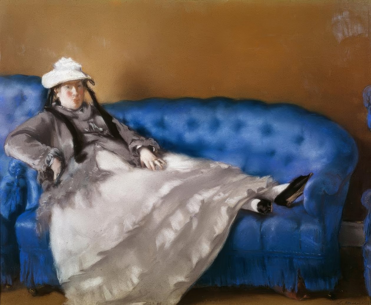 Madam Manet mavi kanepede by Édouard Manet
