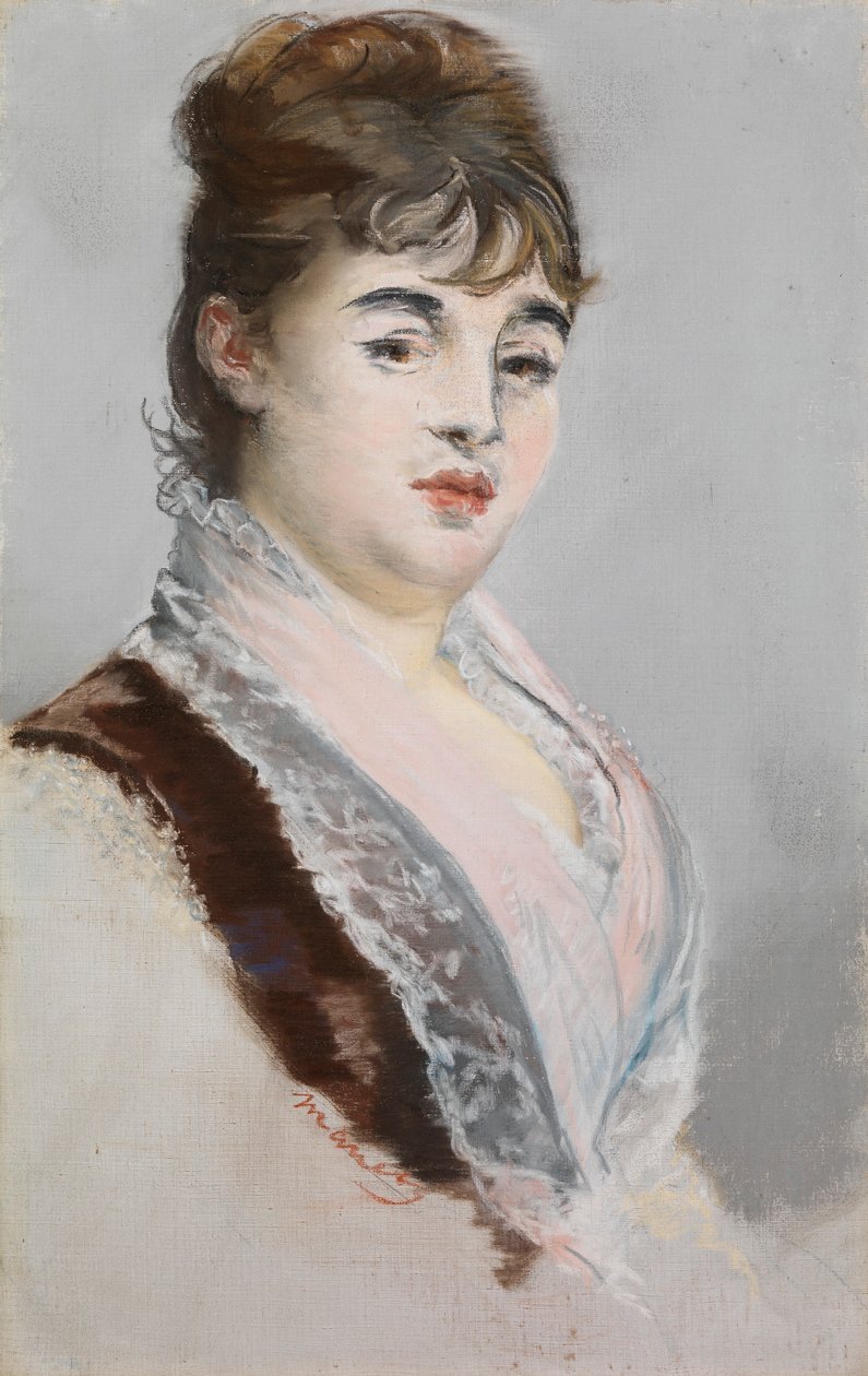 Marie Colombier, c.1880 (astarlanmış keten tuval üzerine pastel) by Édouard Manet