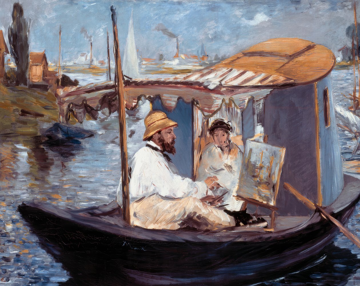 Stüdyosunda Monet boyama by Édouard Manet