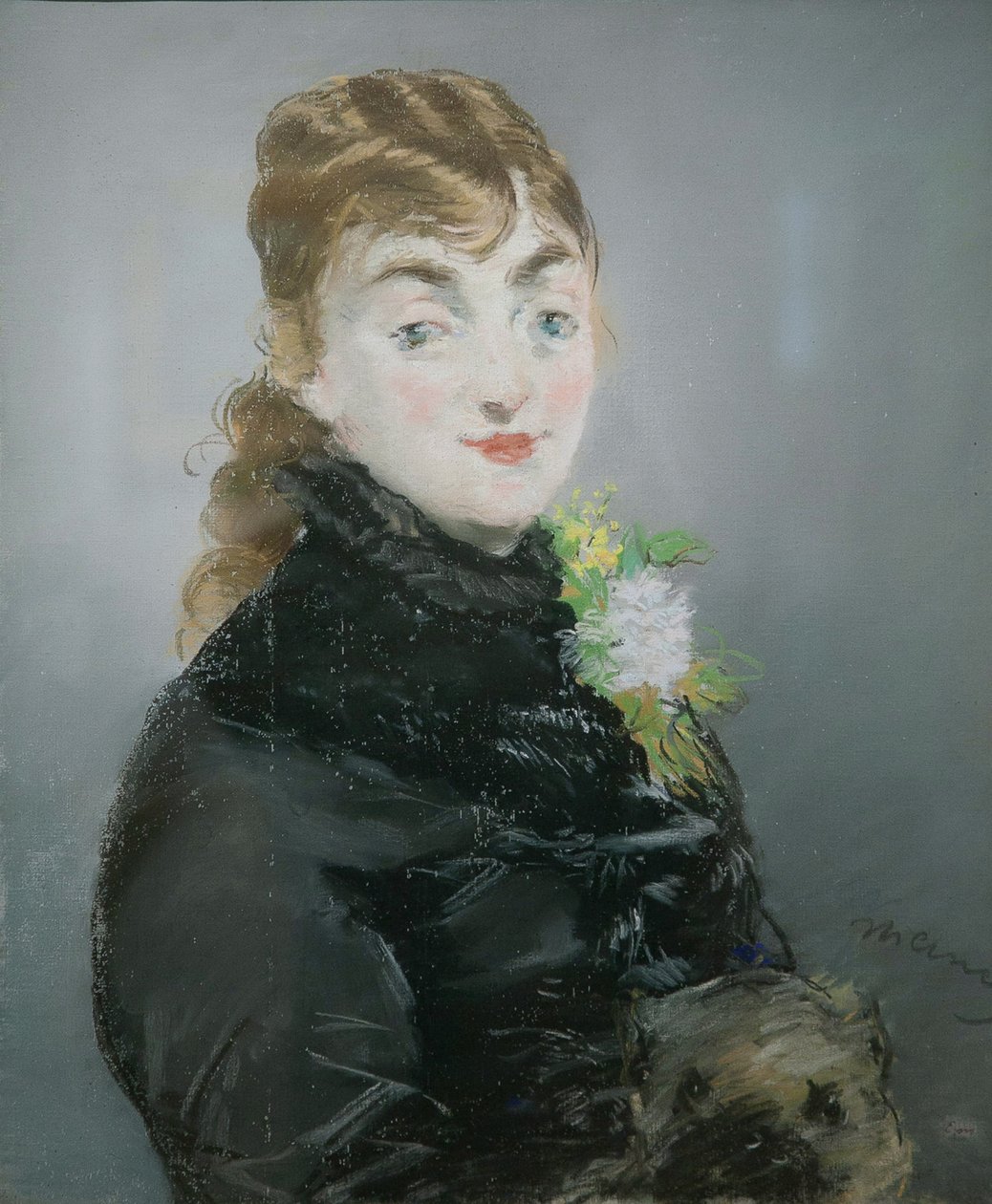 Bir Pug ile Méry Laurent, 1882. by Édouard Manet
