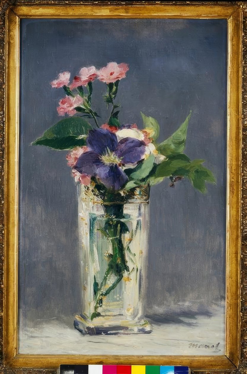 Kristal vazoda karanfil ve yabanasması by Édouard Manet